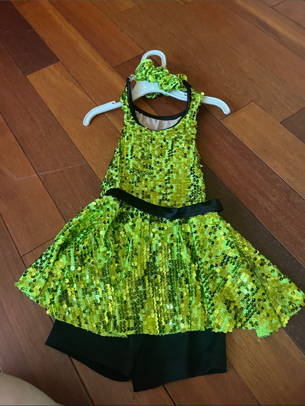 Kids Sequin Dance Costume - Neon Green